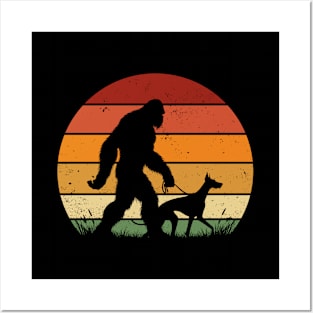 Bigfoot Walking Doberman Pinscher Dog Vintage Dog Lover Posters and Art